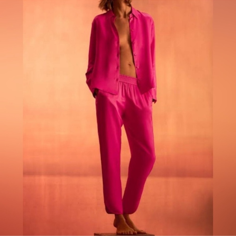 ZARA - WOMEN’S HOT PINK SATIN PANTS - SIZE XS - Picture 5 of 16